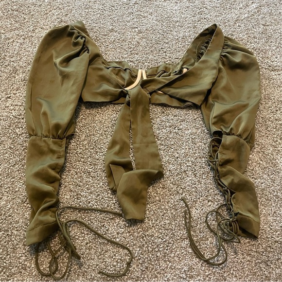 Isa Boulder Green bra top lace tie small boho cocktail resort quiet luxury vacay - Picture 4 of 8